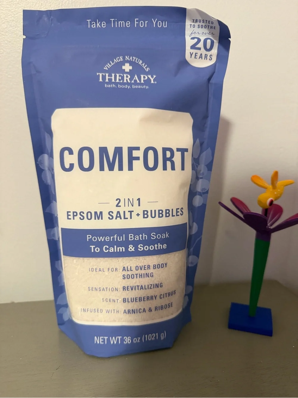 Comfort 2-in-1 Epsom Salt + Bubbles Bath Soak - Blue (Village Naturals Therapy)